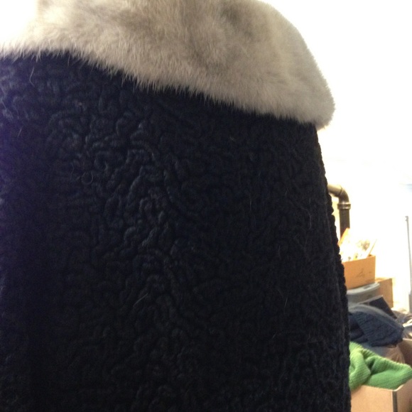 Vintage Mira Curl Black Persian Lamb Dress Coat(L) - Picture 4 of 12